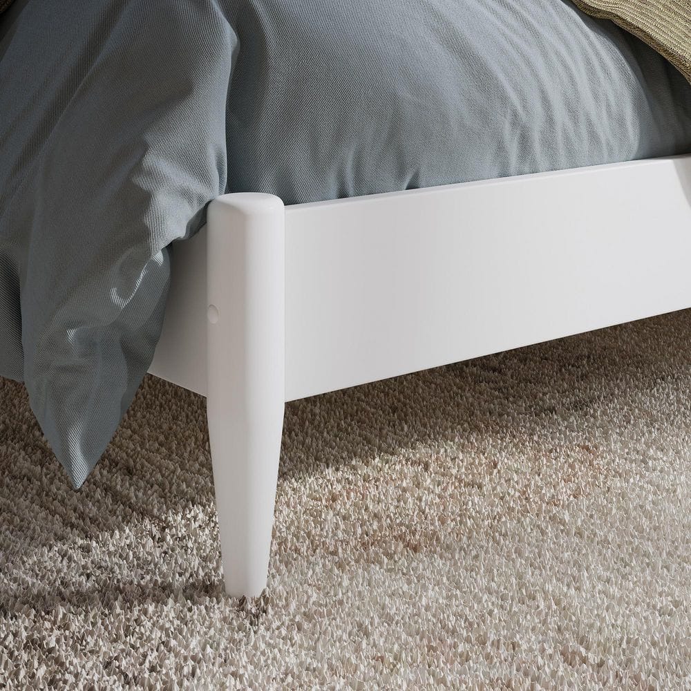Quincy Full White Solid Wood Low Profile Platform Bed