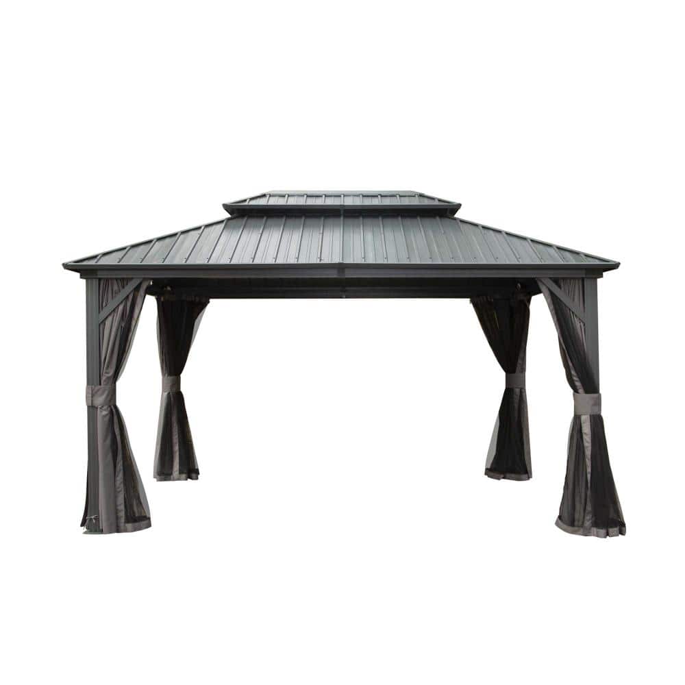 Aluminum Metal Gazebo with Double-Tiered Galvanized Steel Canopy, Including Curtains and Mosquito Nets—Suitable for Pati price history on PriceWatchPro