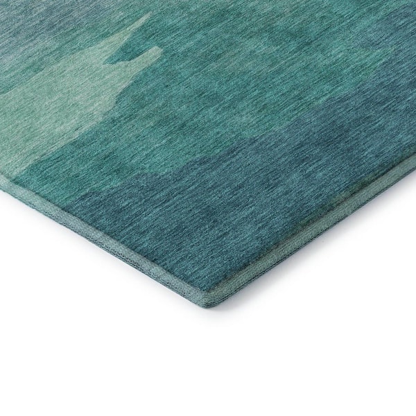 Mayfield Premium Machine Washable Abstract AMF1254 Turquoise 3 ft. x 4 ft. Area Rug