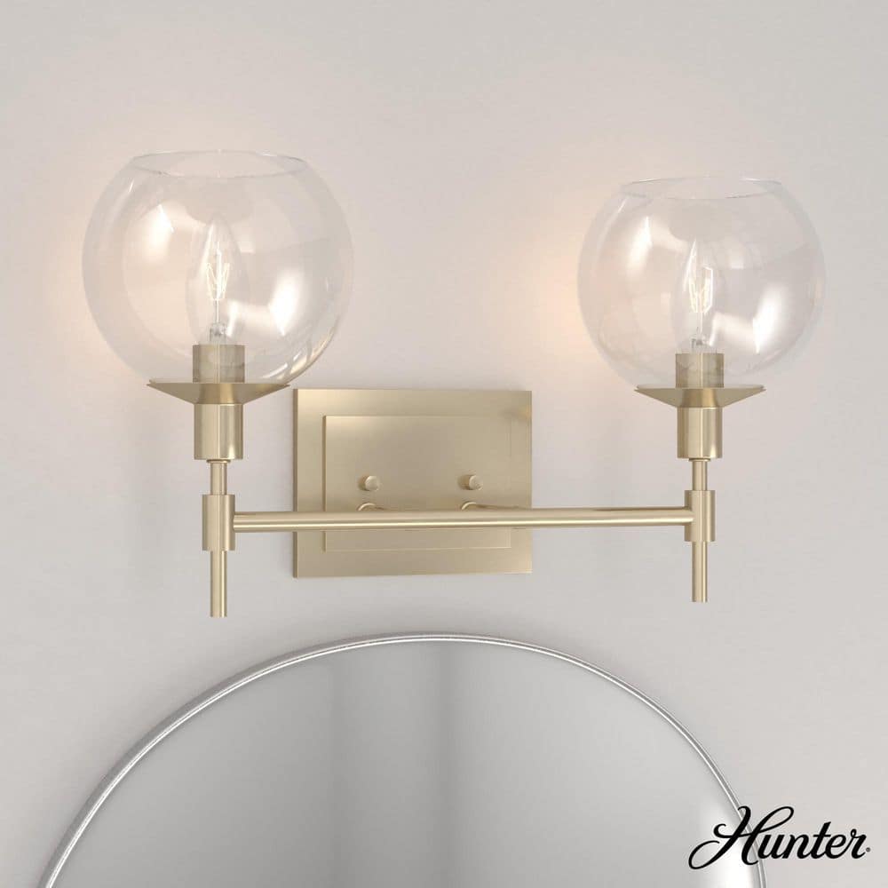 Xidane 18.25 in. 2-Light Alturas Gold Vanity Light with Clear Glass Shades price history on PriceWatchPro
