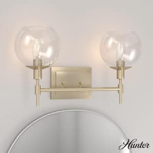 Xidane 18.25 in. 2-Light Alturas Gold Vanity Light with Clear Glass Shades