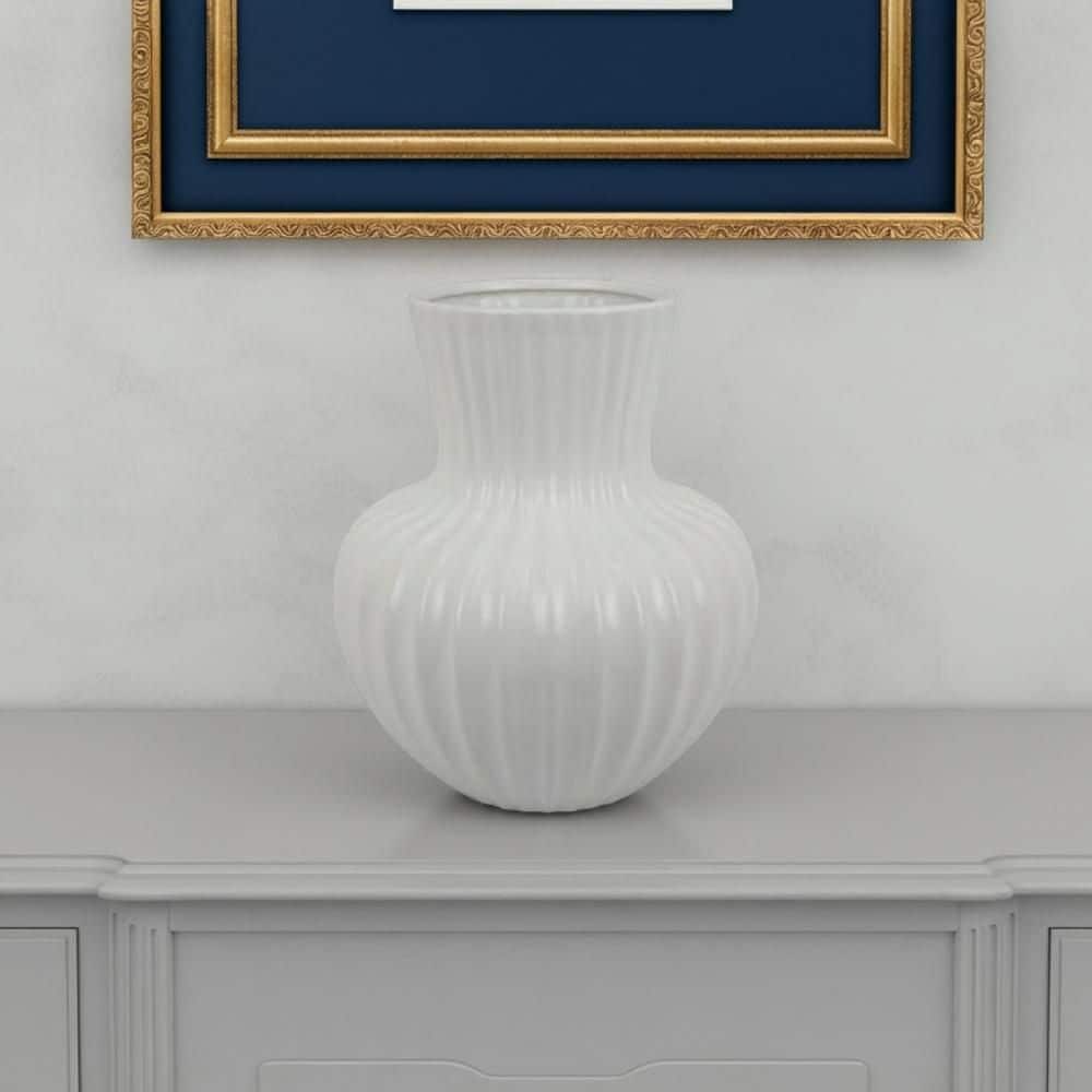Modern 13.75 in. White Ceramic Round Decorative Vase price history on PriceWatchPro