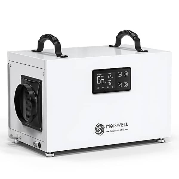 Moiswell 145 pt. 6,000 sq. ft. Bucketless Energy Star Commercial Dehumidifier W/ Drain Hose Auto Restart for Crawlspace in White