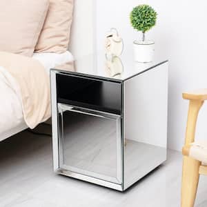 Modern LED Nightstand with 1-Drawer and Open Shelf 21.65 in. H x 15.75 in. W x 16.54 in. D