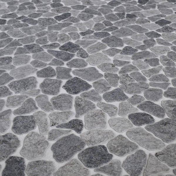 Full Eclectic 4 in. x 6 in. Stone Grey Marble Tumbled Tile Sample