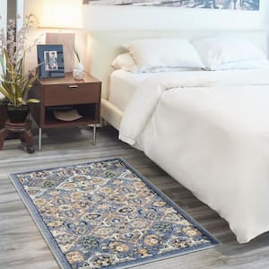 Allur Light Blue 3 ft. x 5 ft. Abstract Medallion Transitional Area Rug