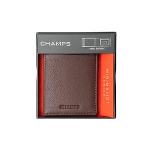 Minimalist Brown Genuine Leather RFID Blocking Mag-Hybrid Card Holder in Gift Box