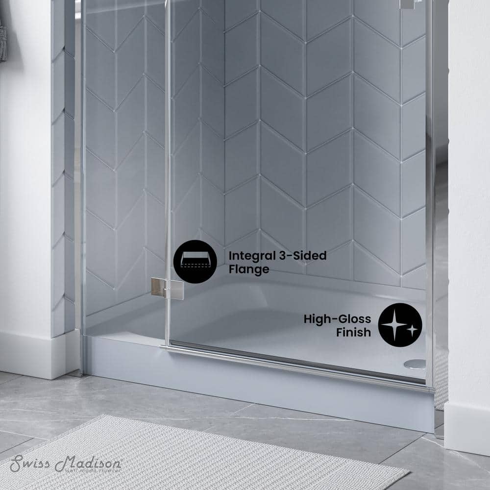 Voltaire 48" x 36" Gray Acrylic Shower Base with Right-Hand Drain