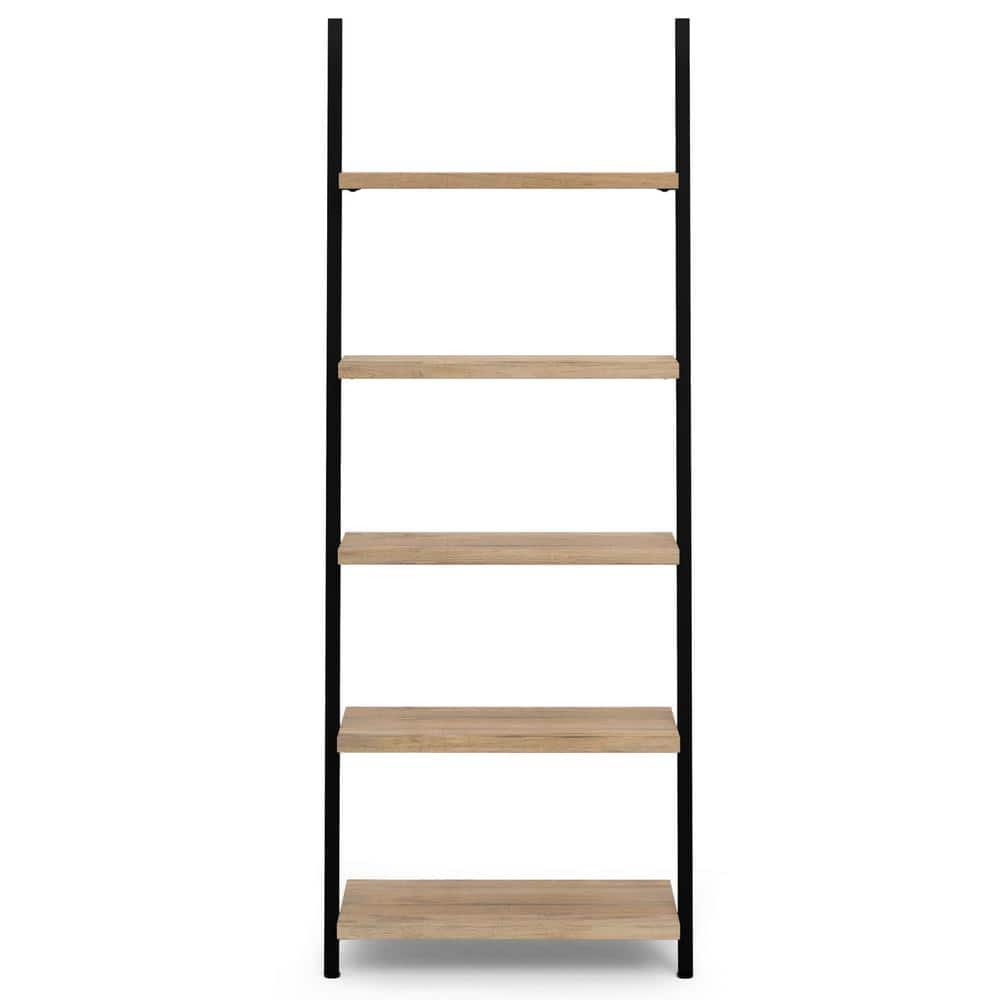 Trent Natural Mango Wood and Black Metal Ladder Shelf
