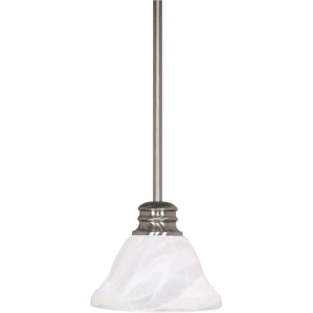 Empire Mini Pendant Light with Alabaster Swirl Shade in Brushed Nickel