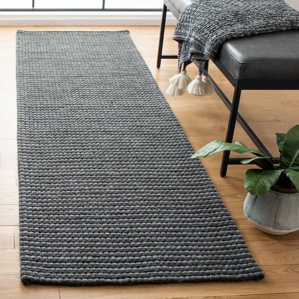Natura Gray/Black 2 ft. x 6 ft. Striped Solid Color Gradient Runner Rug
