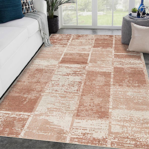 Amer Rugs Jordan 8 x 10 Sand Geometric Pattern Area Rug for High Traffic Living Room Dining Room Bedroom