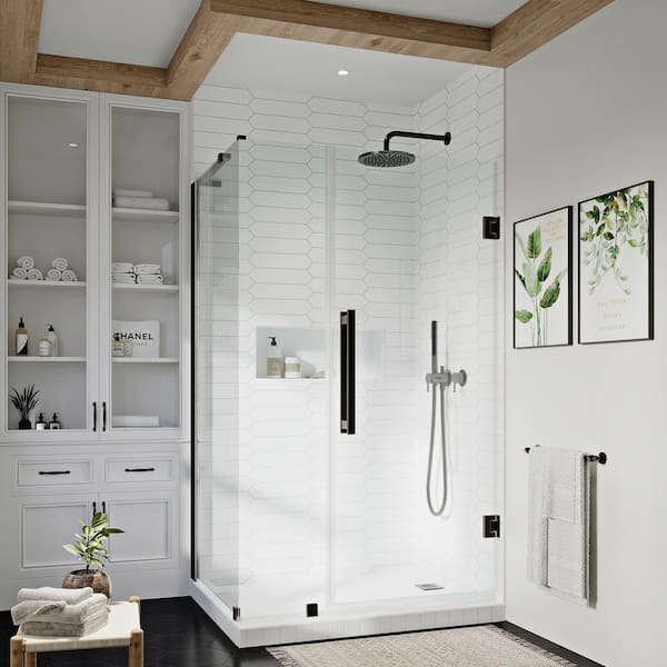 OVE Decors Tampa-Pro 43 7/8 in. W x 72 in. H Rectangular Pivot Frameless Corner Shower Enclosure in Oil Rubbed Bronze