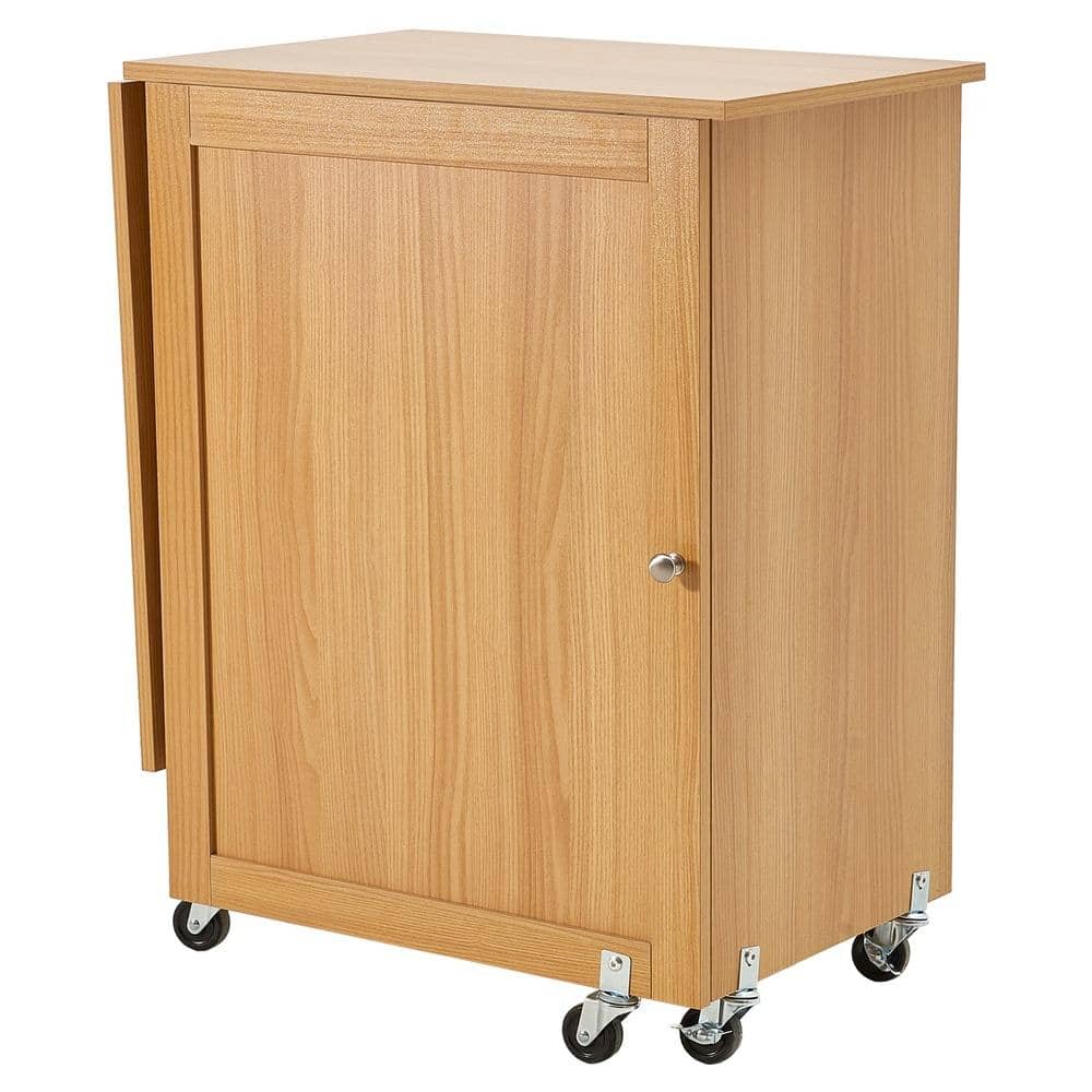 Folding Sewing Table with Wheels, Storage Shelves, Magnetic Doors, and Wooden Pegs, Wood Color price history on PriceWatchPro