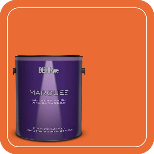 BEHR MARQUEE 1 gal. #220B-7 Electric Orange Eggshell Enamel Interior Paint & Primer