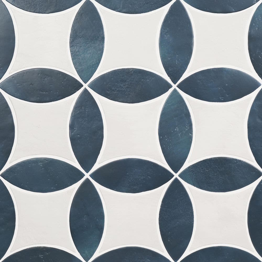 Dorel Blue White 3.14 in. x 0.39 in. Petal and Kite Matte Porcelain Floor and Wall Tile Sample price history on PriceWatchPro