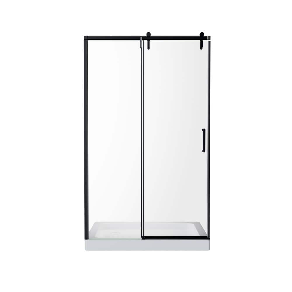 44-48 in. W x 76 in. H Sliding Glass Shower Door in Matte Black With 1/4 in. (6mm) Clear Tempered Glass price history on PriceWatchPro