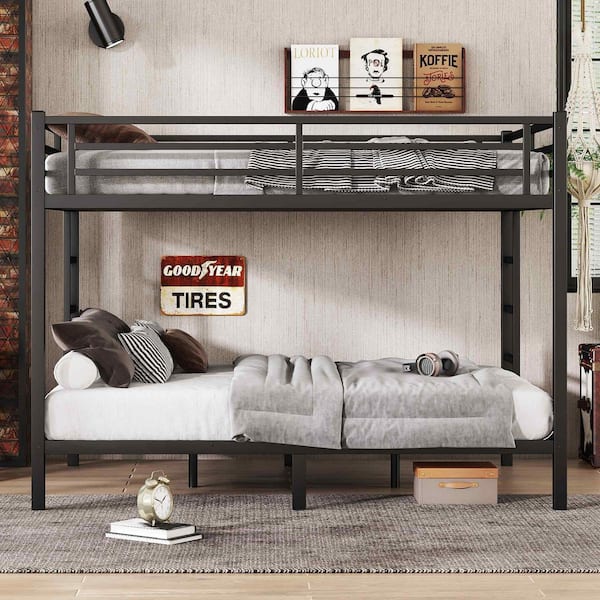 Black Queen over Queen Bunk Bed with Ladder