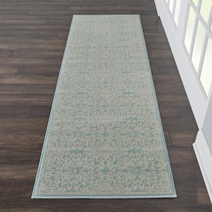 Jubilant Ivory/Green 2 ft. x 7 ft. Moroccan Farmhouse Kitchen Runner Area Rug