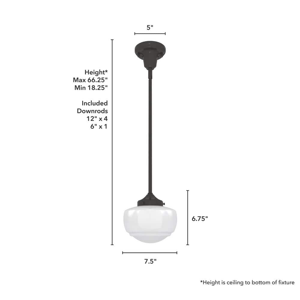 Saddle Creek Noble Bronze Mini Pendant with White Glass Shade