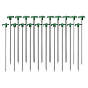 10.25 in. Green Non-Rust Metal Tent Ground Stakes for Camping, Patio, Garden and Canopie (20-Pack)