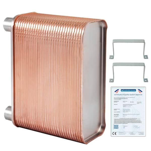 Heat Exchanger 3 in. x 7.5 in. 60 Plates Brazed Plate Heat Exchanger 316L 1/2 in. EATB12 Beer Wort Chiller for Heating