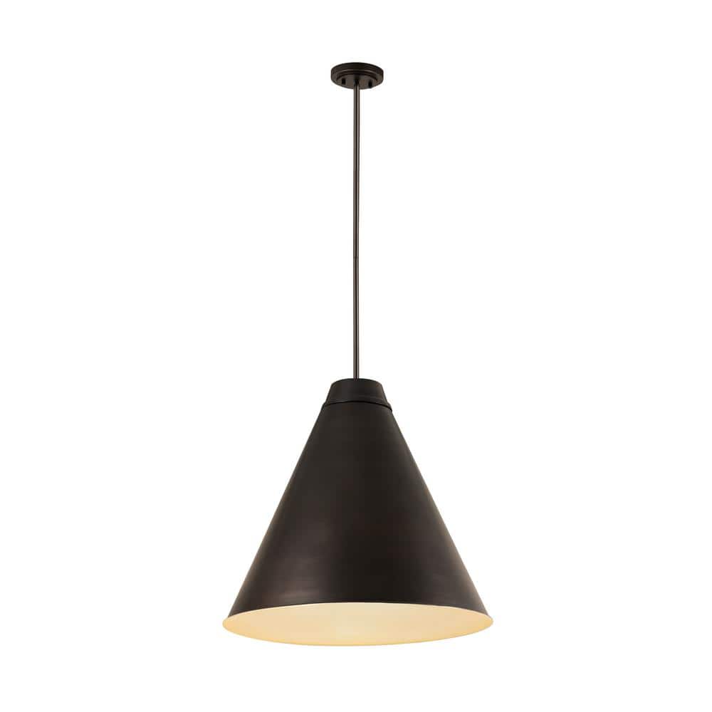 Eaton 24" Industrial Matte Black & Brushed Nickel Pendant Light