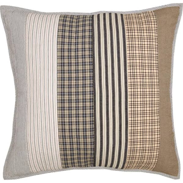 Ashmont Grey Vintage White Blue Farmhouse Patchwork Cotton Euro Sham (Set of 2)