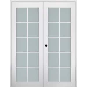 Smart Pro 36 in. x80 in. Right Handed Active 10-Lite Frosted Glass Polar White Wood Composite Double Prehung French Door