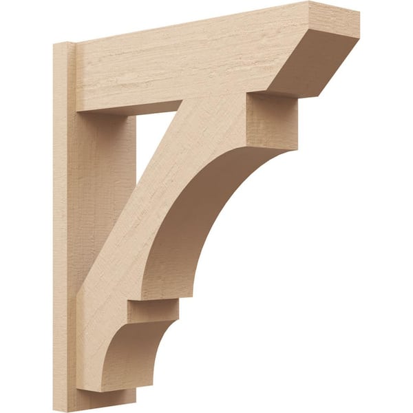 Ekena Millwork 8 in. x 32 in. x 28 in. Balboa Slat Rough Cedar Woodgrain Timberthane Polyurethane Outlooker, Primed Tan