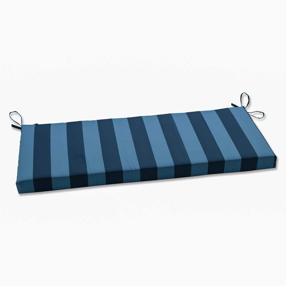 Pillow Perfect Striped Rectangular Outdoor Bench Cushion in Blue 710044 ...