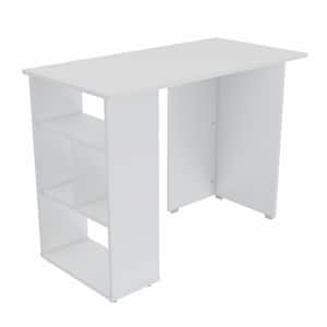 39.4" W White Computer Desk with 3 Shelves