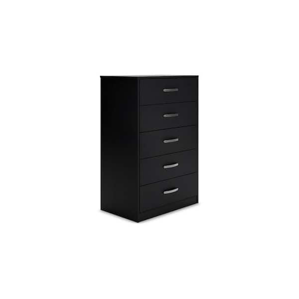 Finny Matte Black 5-Drawer 29.88 in. Tall Dresser Without Mirror
