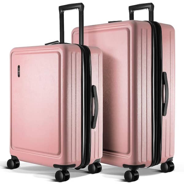 2-Piece Pink 24 in. - 28 in.  Nested Hard Luggage Set Expandable Spinner Suitcase TSA Compliant