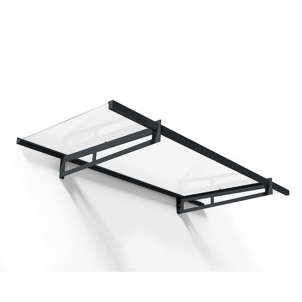 Bremen 3 ft. x 7 ft. Gray/Clear Door and Window Fixed Awning