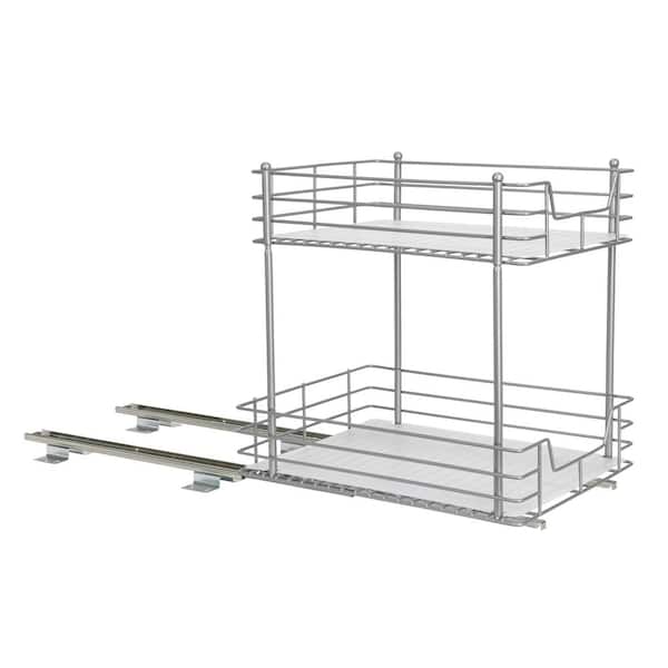 HOUSEHOLD ESSENTIALS 12 in. 2-Shelf Nickel Pantry Organizer with Slide-Out  Drawers 25310-1 - The Home Depot