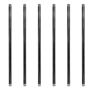1/2 in. x 24 in. Black Industrial Steel Grey Plumbing Pipe (6-Pack)