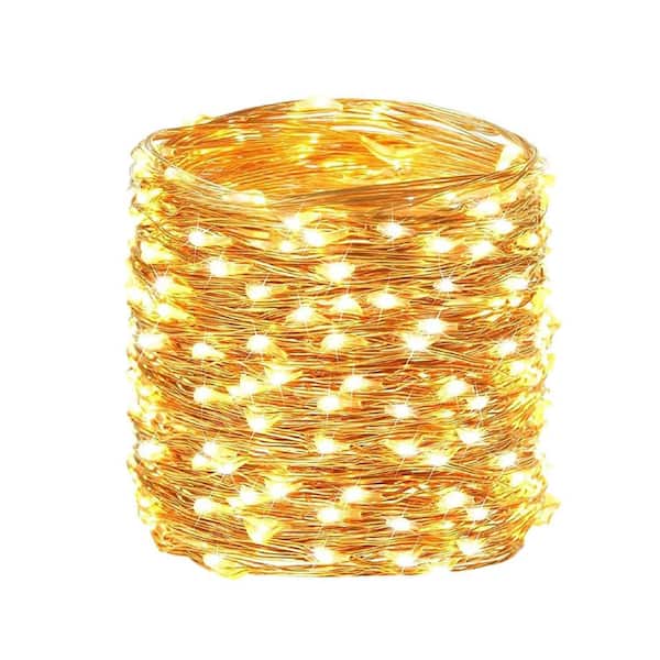 300-Light Dimmable Fairy Curtain with Remote Timer 8 Modes Integrated LED USB Powered White for Room Party Chandelier