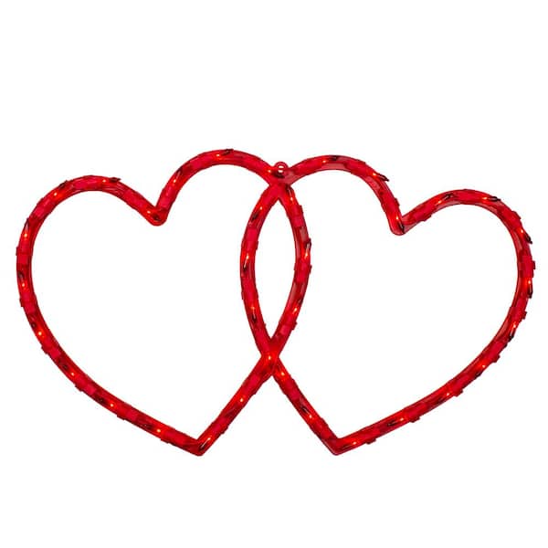 Northlight 10 in. H x 17 in. L Lighted Double Heart Valentine's Day Window Silhouette