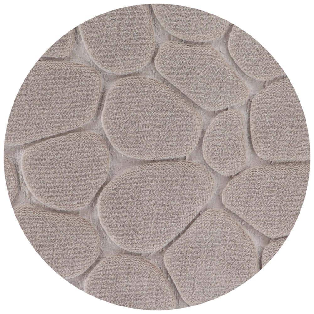 Taupe Memory Foam U-Shaped Contour Bath Rug with Pebble Design