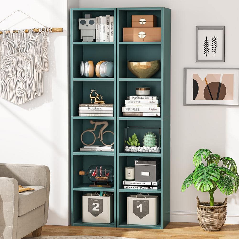 BYBLIGHT Eulas 71 in. Tall Green Engineered Wood 6-Shelf