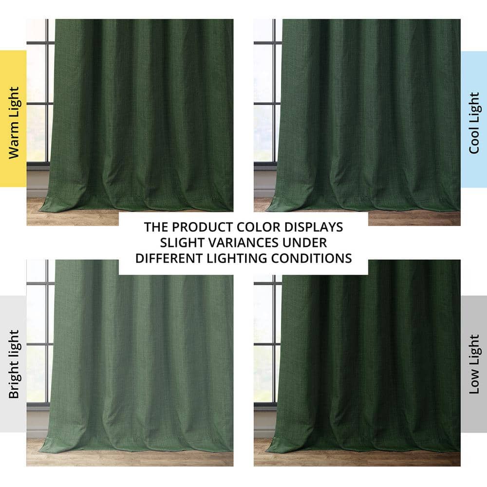 Key Green 84" Faux Linen Room Darkening Curtain Panel