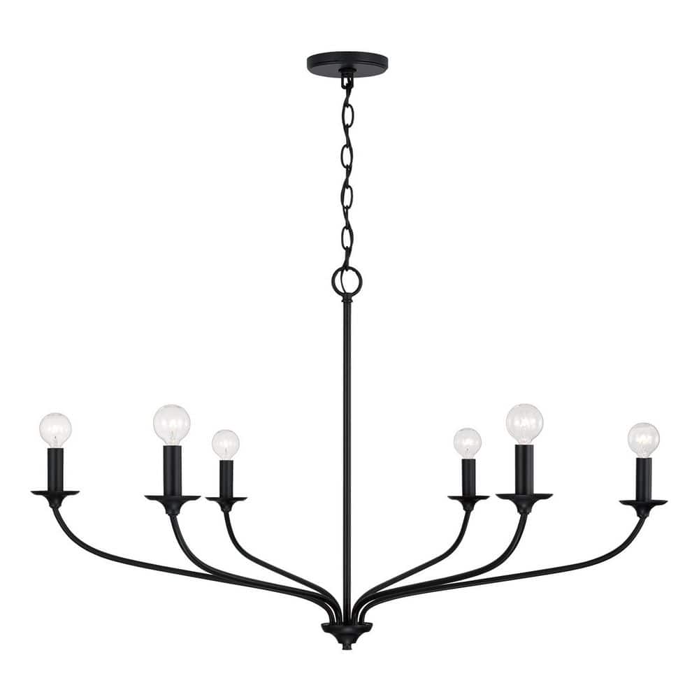 Dolan 39.75 in. 6-Light Matte Black Chandelier with No Bulbs Included price history on PriceWatchPro