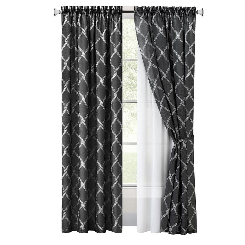Bombay 52 in. W x 63 in. L Polyester Light Filtering Window Panel in Black price history on PriceWatchPro