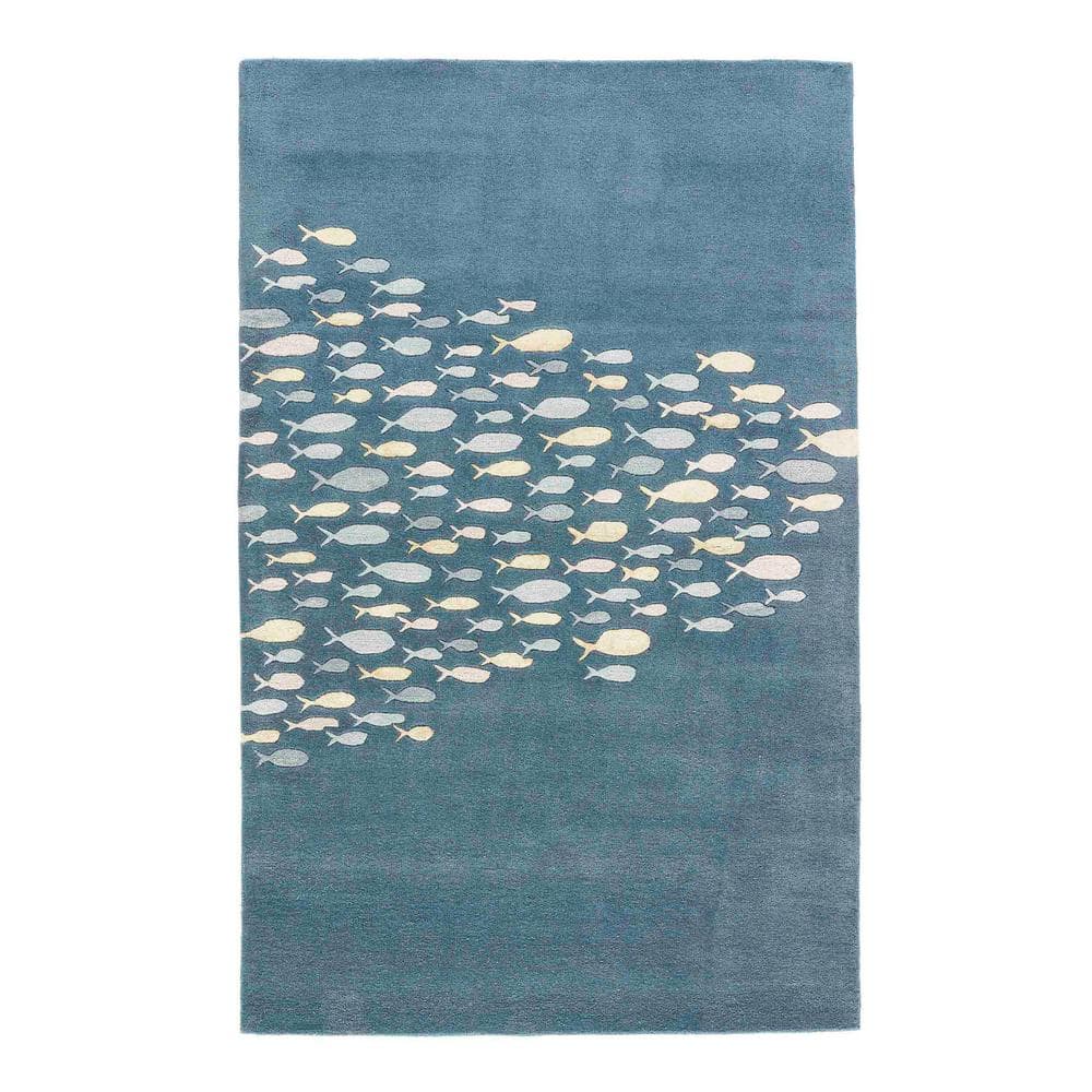 Handmade Blue Tufted Wool and Silk Rug 2' x 3'