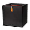 Unbranded Planter Square Smooth NL 16 in. x 16 in. Black Polyethylene Composite