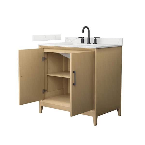 Wyndham Collection Janna 36 in. Single Freestanding White Oak Bath