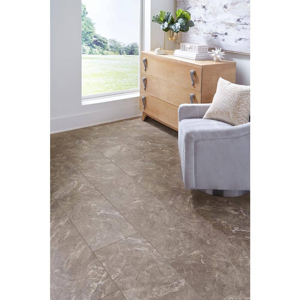 24" x 12" Dark Marble Vinyl Tile Flooring with Foam Backing