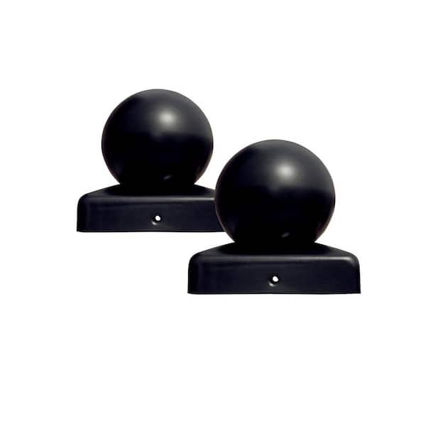 Medium Cap for Driveway Gate Post-2.5 in. x 2.5 in. Black-Lot of 2