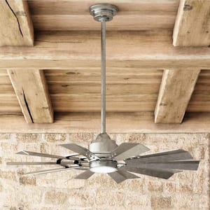Crescent Falls 44 in. Integrated LED Indoor/Outdoor Galvanized Ceiling Fan with Light Kit and Remote